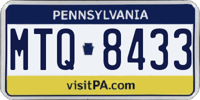 PA license plate MTQ8433