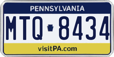 PA license plate MTQ8434