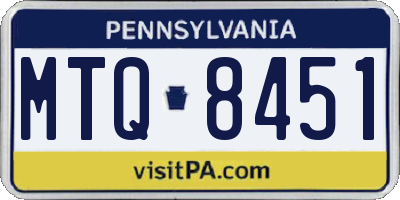 PA license plate MTQ8451