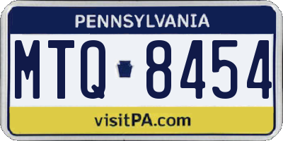 PA license plate MTQ8454