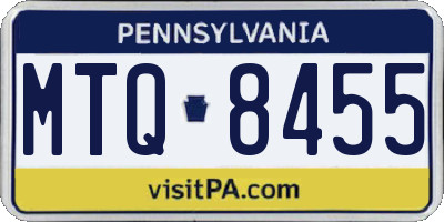 PA license plate MTQ8455