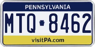 PA license plate MTQ8462