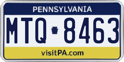 PA license plate MTQ8463