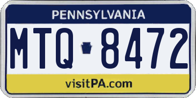 PA license plate MTQ8472