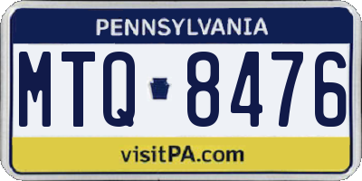 PA license plate MTQ8476