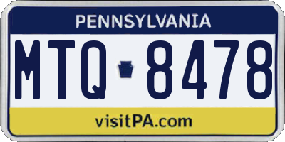PA license plate MTQ8478