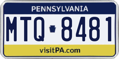 PA license plate MTQ8481
