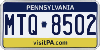 PA license plate MTQ8502