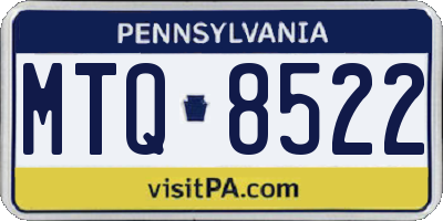 PA license plate MTQ8522