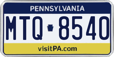 PA license plate MTQ8540