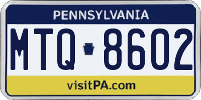 PA license plate MTQ8602