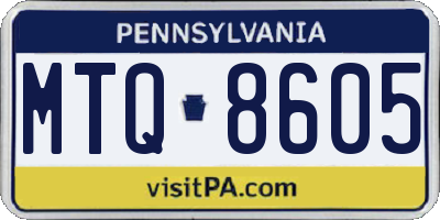 PA license plate MTQ8605