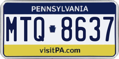 PA license plate MTQ8637