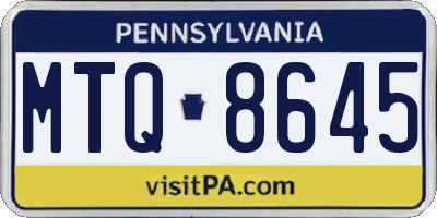 PA license plate MTQ8645