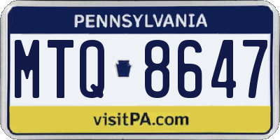 PA license plate MTQ8647