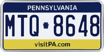 PA license plate MTQ8648