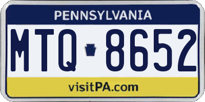 PA license plate MTQ8652