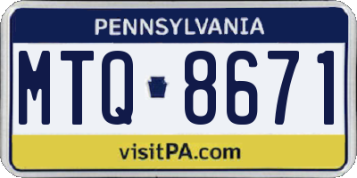 PA license plate MTQ8671