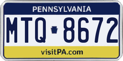 PA license plate MTQ8672