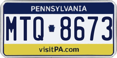 PA license plate MTQ8673
