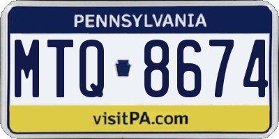 PA license plate MTQ8674