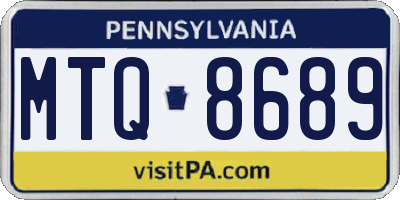 PA license plate MTQ8689