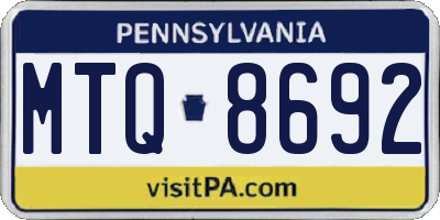 PA license plate MTQ8692