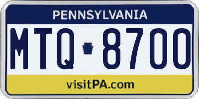 PA license plate MTQ8700