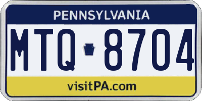PA license plate MTQ8704