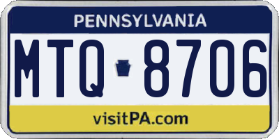 PA license plate MTQ8706