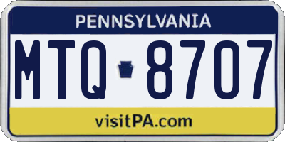 PA license plate MTQ8707