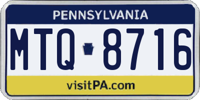 PA license plate MTQ8716