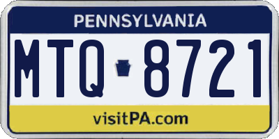 PA license plate MTQ8721