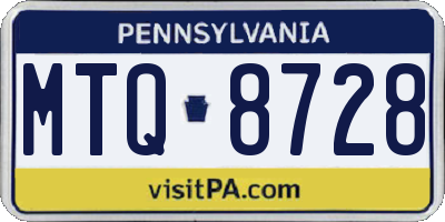PA license plate MTQ8728