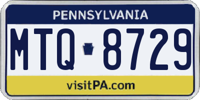 PA license plate MTQ8729