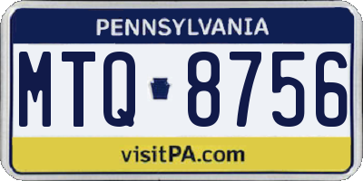 PA license plate MTQ8756