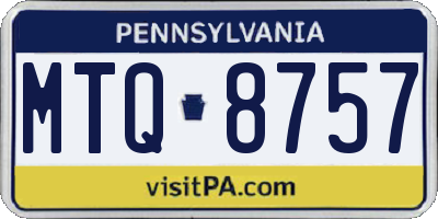 PA license plate MTQ8757