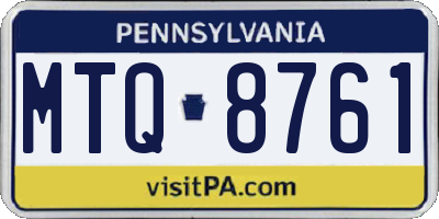 PA license plate MTQ8761