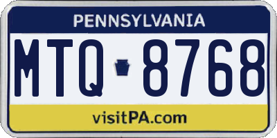 PA license plate MTQ8768