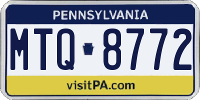 PA license plate MTQ8772