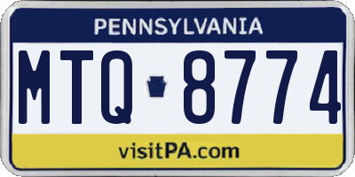 PA license plate MTQ8774