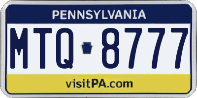 PA license plate MTQ8777