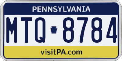 PA license plate MTQ8784