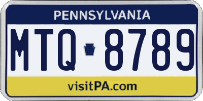 PA license plate MTQ8789