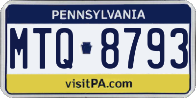 PA license plate MTQ8793