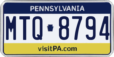PA license plate MTQ8794