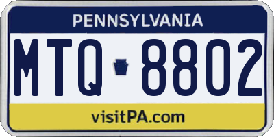 PA license plate MTQ8802