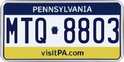 PA license plate MTQ8803