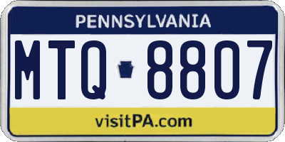 PA license plate MTQ8807