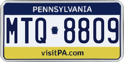 PA license plate MTQ8809